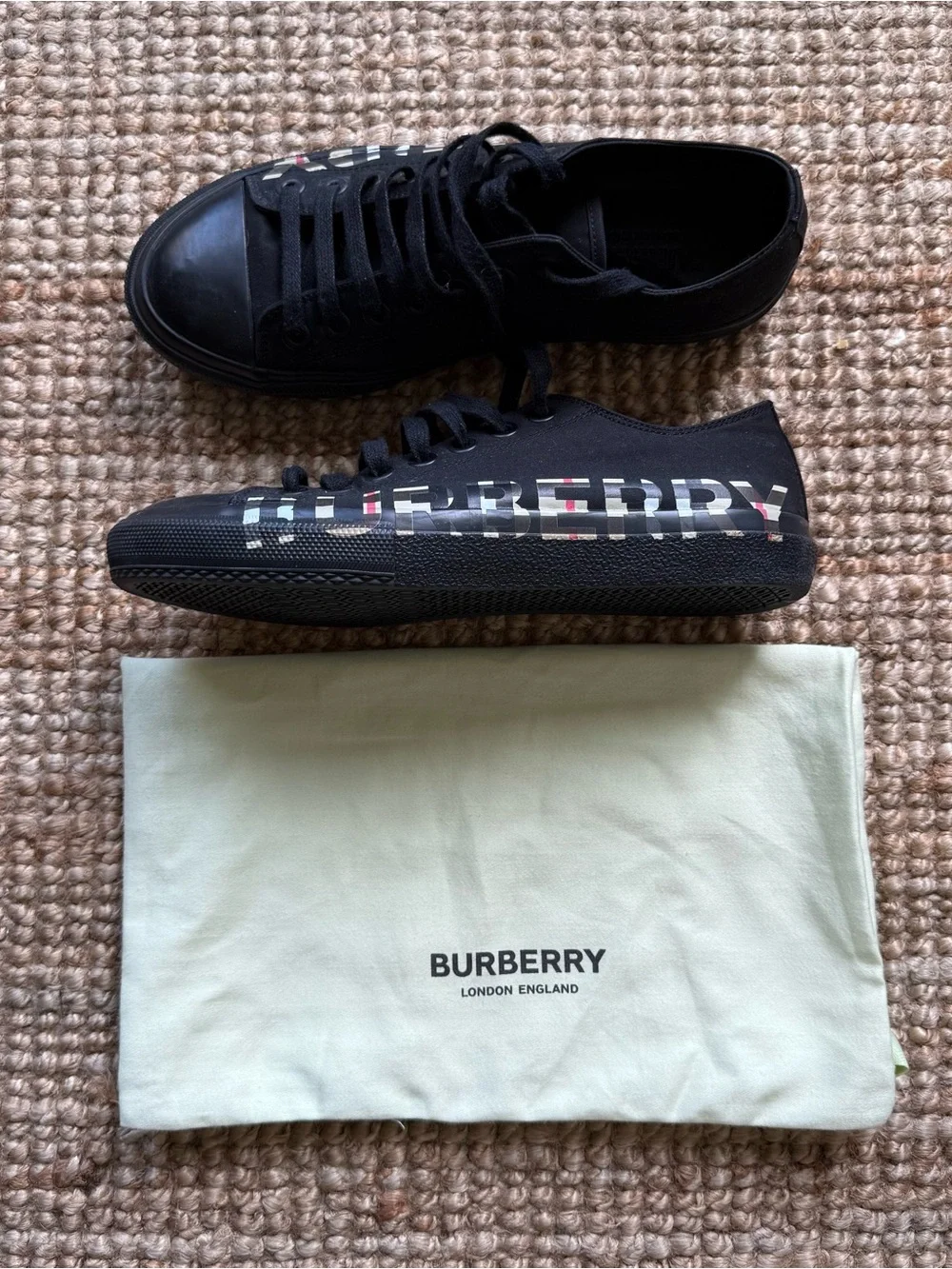 Burberry Larkhall Low-Top Black Canvas Sneakers - Pristine Condition - Picture 3 of 13